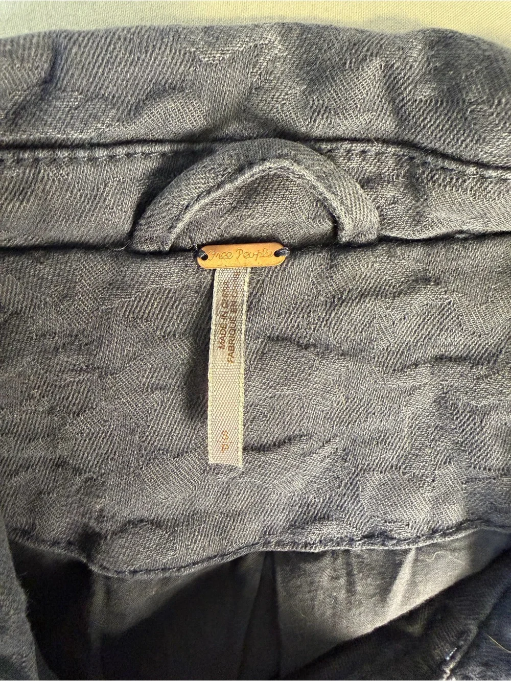 Free People Navy Blue Utility Military Jacket with Cargo Drawstring Small